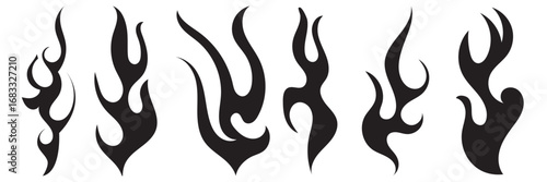 Flame decal icon.  Fire abstract  flames for race car or tattoo. Burning element icon. Vector Flame vintage logo. 