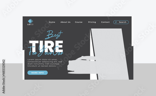 Car tire landing page template design for your business website 