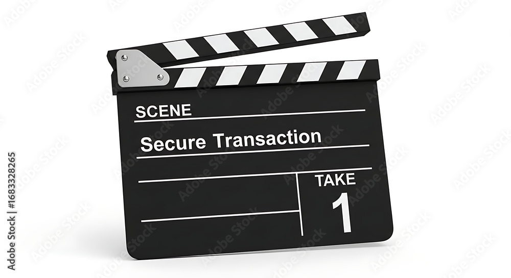 Obraz premium Secure Transaction Clapperboard - Film Production for Financial Security