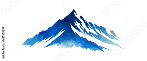 Abstract watercolor mountain peak graphic