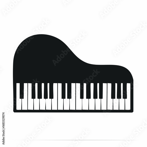 Piano keyboard silhouette. This image shows a piano keyboard silhouette, also known as a keyboard clipart or piano keys vector. Vector clipart illustration design.