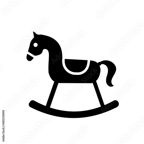Rocking Horse Vector Icon, Solid Style, Toy Horse Illustration