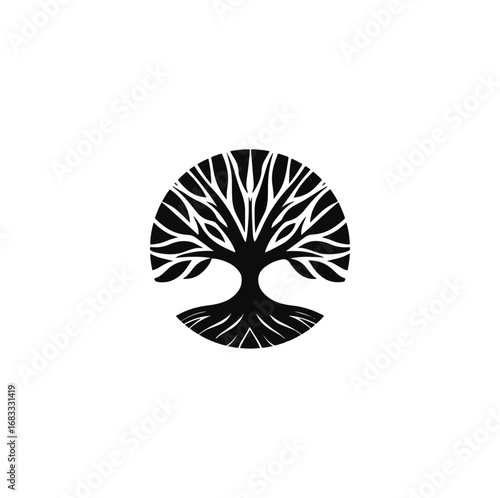 Black and white tree graphic