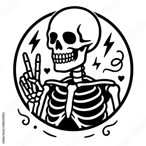 Dancing skeleton with music notes and cool attitude vector illustration
