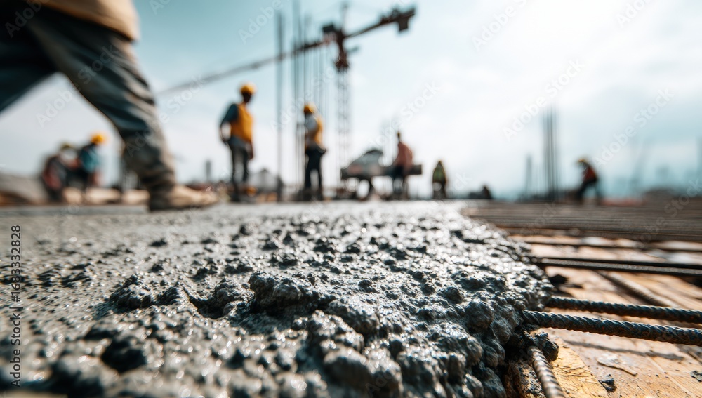 Obraz premium Construction workers pouring concrete