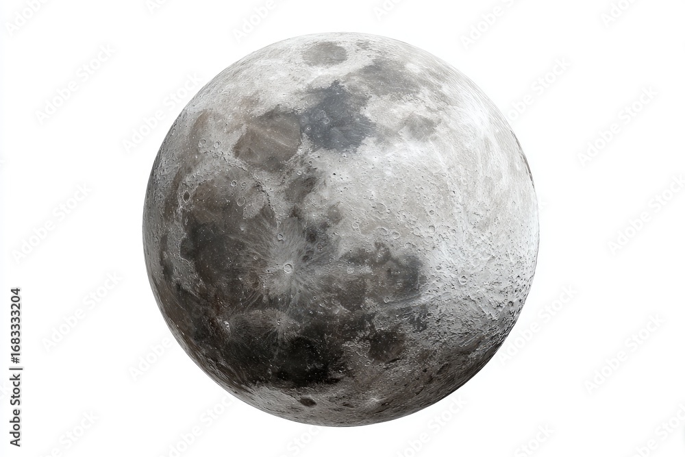 Naklejka premium Full moon, gray tones, craters, textured surface