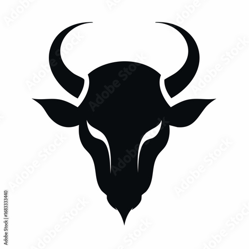 Devil horn silhouette. This image shows a black silhouette of a devilish figure with prominent horns, symbolizing darkness and mystery. Vector clipart illustration design.