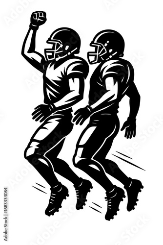 Black and white vector illustration of two boxers squaring off, intense combat sports design with bold lines
