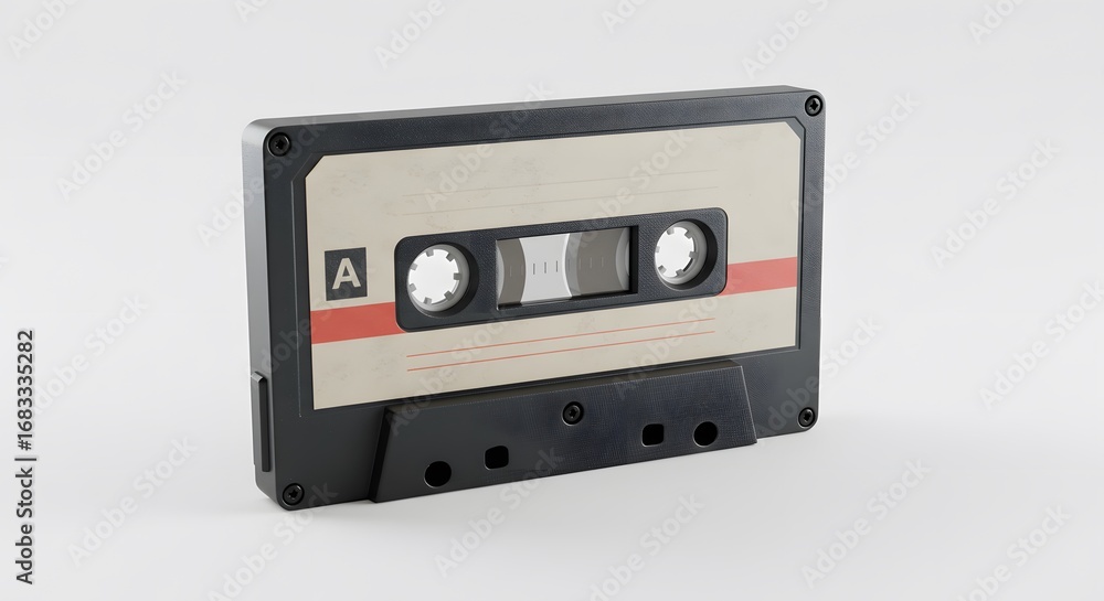 Fototapeta premium A classic audio cassette tape against a simple backdrop, perfect for vintage nostalgia