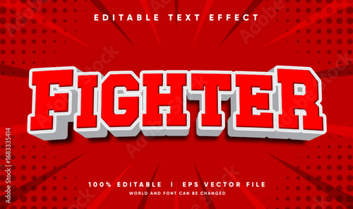 fighter cartoon vector text effect with modern style