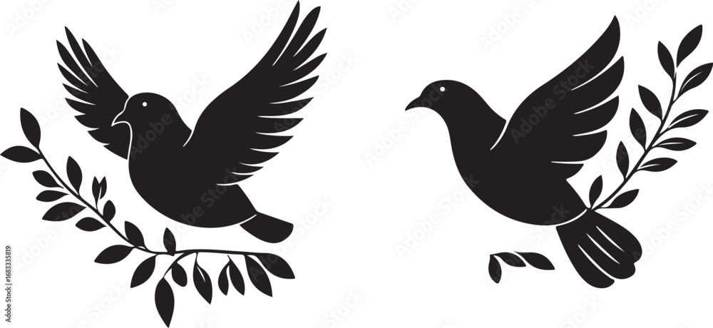 Obraz premium Peace Dove Silhouette Vector Bundle