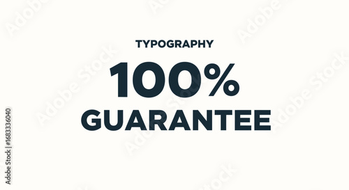 Graphic design featuring the text "100% Guarantee" in bold, dark blue font, with "Typography" above in smaller letters.