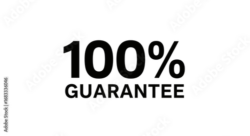 Bold black text design for a one hundred percent guarantee, symbolizing customer satisfaction and quality assurance. Isolated vector graphic for marketing promotions