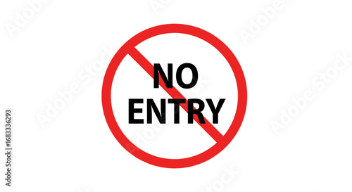 Circular red and black no entry warning sign, a universal symbol for restricted and prohibited access, isolated on a white background