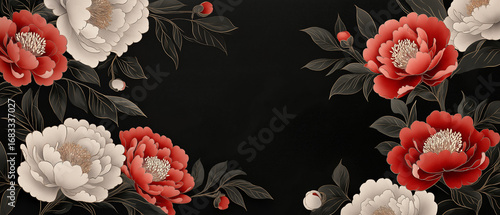 AI generator images of Peony painting, Peony symbolizes true love, prosperity, fortune, wealth, honor, and happiness. Peony is also known as the 