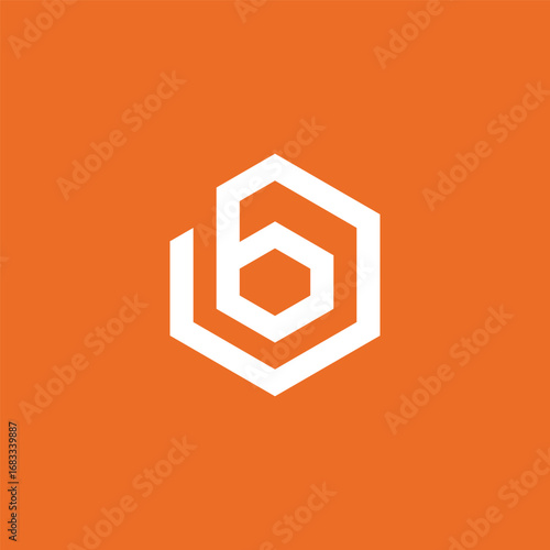 Geometric Hexagon Initial Letter B Logo Design Vector Template