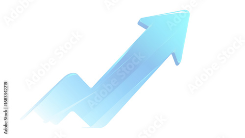 Glossy blue 3D arrow pointing up