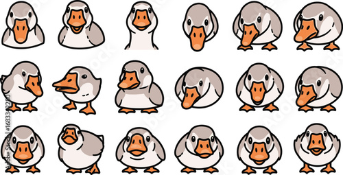 Cartoon geese collection with unique expressions