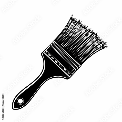 Paint brush silhouette. This image shows a black paint brush outline. Vector clipart illustration design.