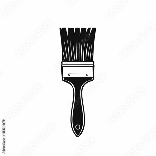 Paint brush silhouette. This image shows a black paint brush outline. Vector clipart illustration design.
