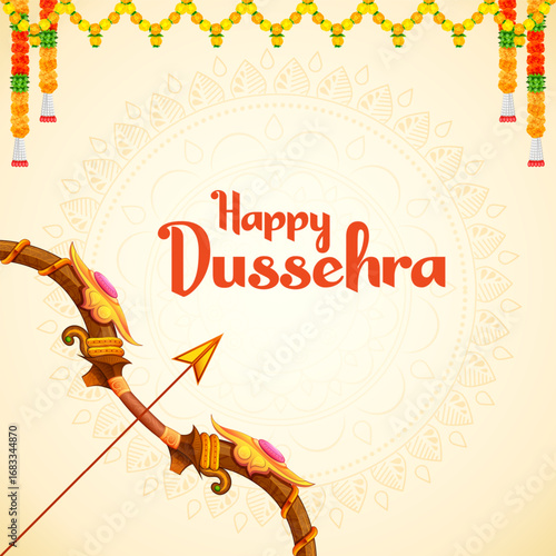 Bow and Arrow of Rama in festival of India background for Dussehra