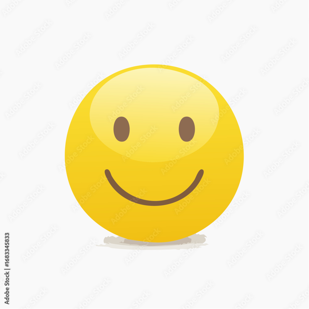 Fototapeta premium Gelber Smiley mit fröhlichem Gesicht, minimalistisches Vektor-Design, Symbol für Freude, Glück und Positivität.