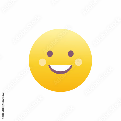 Gelber Smiley mit fröhlichem Gesicht, minimalistisches Vektor-Design, Symbol für Freude, Glück und Positivität.