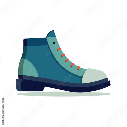 Blue lace-up boot with red laces shoe footwear