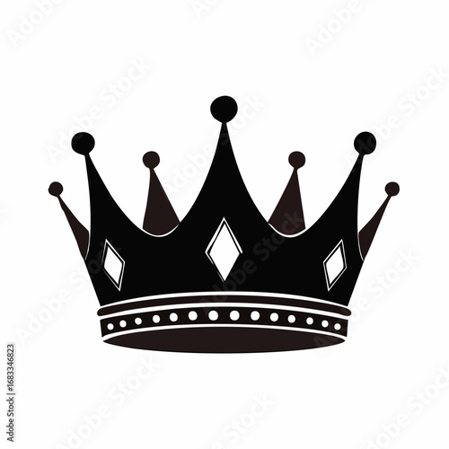 King and queen crown silhouette. This image shows two black crown silhouettes side by side, representing royalty and elegance. Vector clipart illustration design.