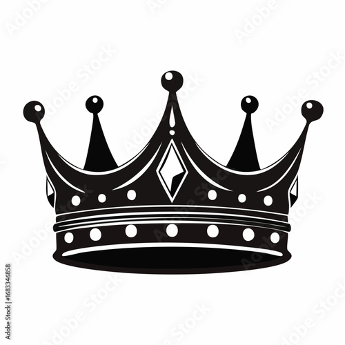 King and queen crown silhouette. This image shows two black crown silhouettes side by side, representing royalty and elegance. Vector clipart illustration design.