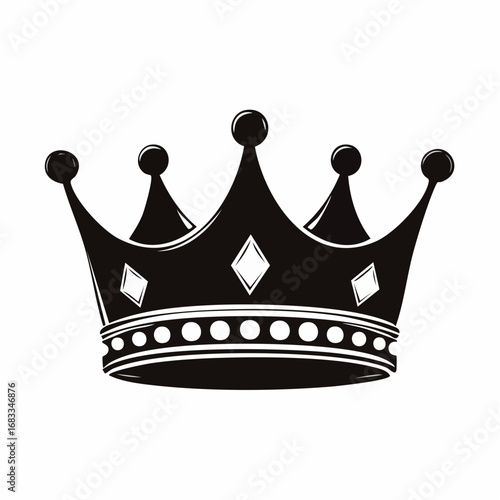 King and queen crown silhouette. This image shows two black crown silhouettes side by side, representing royalty and elegance. Vector clipart illustration design.