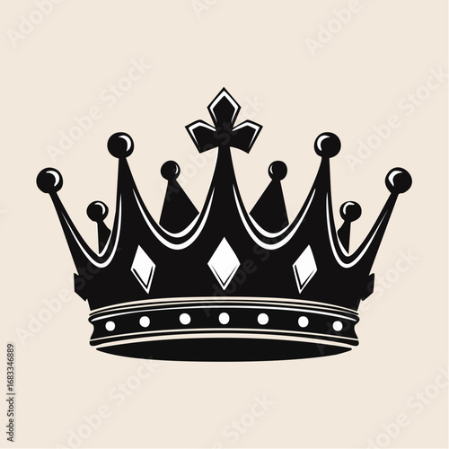 King and queen crown silhouette. This image shows two black crown silhouettes side by side, representing royalty and elegance. Vector clipart illustration design.
