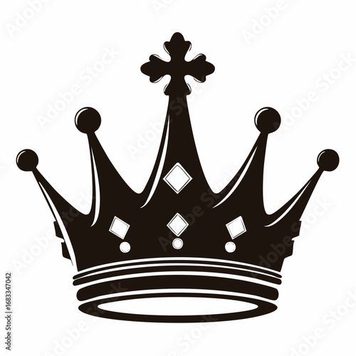 King and queen crown silhouette. This image shows two black crown silhouettes side by side, representing royalty and elegance. Vector clipart illustration design.