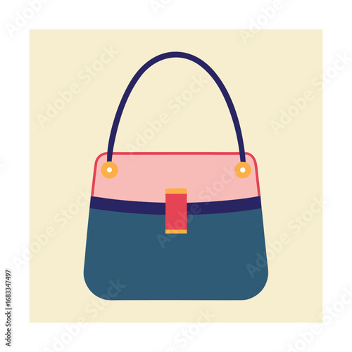 Fashion Handbag With Pink And Blue Panels purse accessory