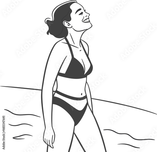 vector Art & Illustration of woman in bikini 