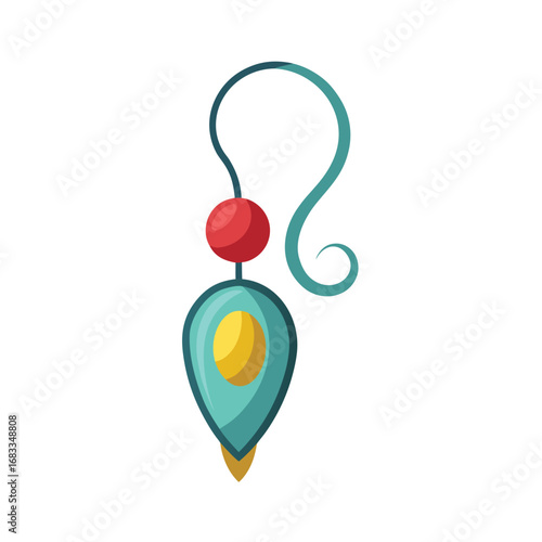 Teal and Red Beaded Pendant with Swirl jewelry teal bead