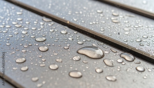 Water droplets on a gray surface