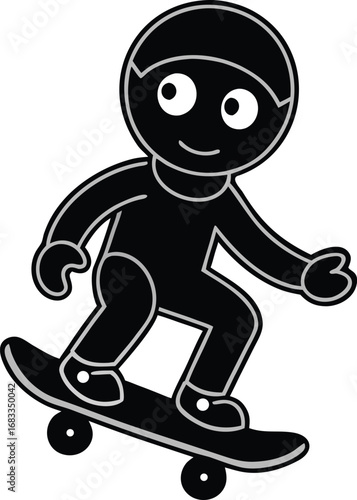 vector illustration of a black skateboarder