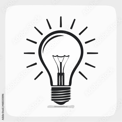 Light silhouette. This image shows a black silhouette of a light bulb with rays emanating from it, symbolizing ideas, creativity, and innovation. Vector clipart illustration design.