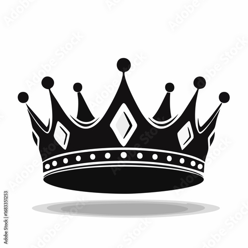 Princess crown silhouette. This image shows a black silhouette of a crown, also known as a tiara or headpiece, often associated with royalty and elegance. Vector clipart illustration design.