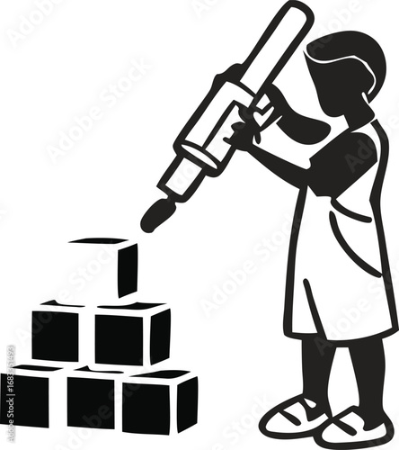 vector illustration of a plumber with plunger