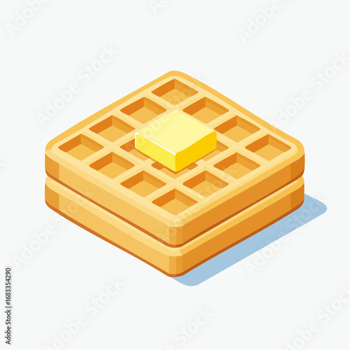 Pixel Art Isometric Waffle With Butter