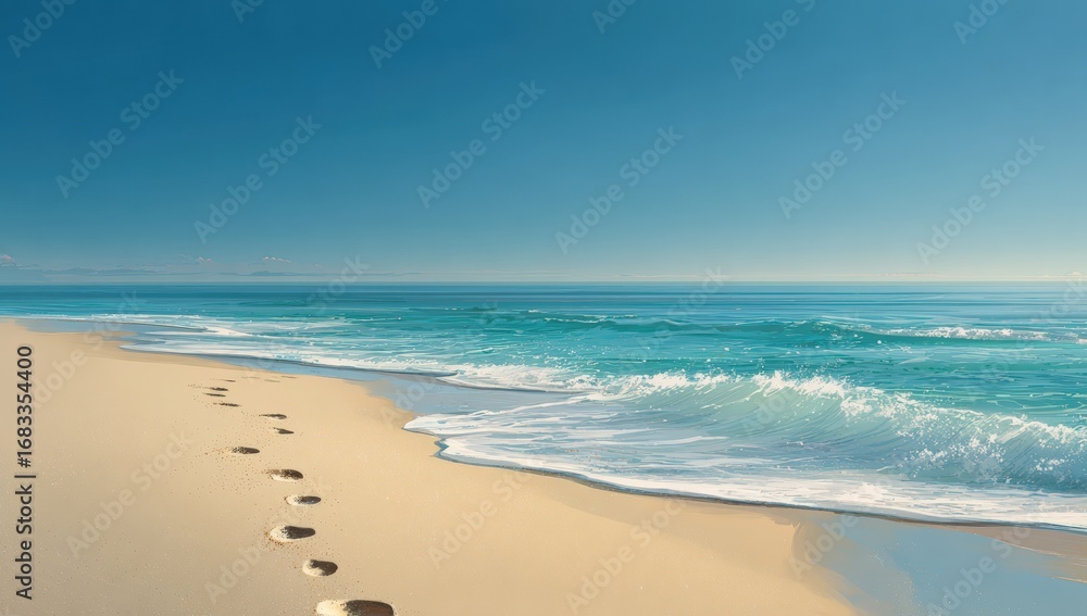 Fototapeta premium Footprints on a sunny beach
