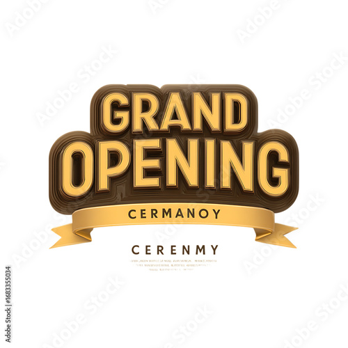 Gold and brown grand opening banner for business launch.