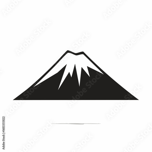 Mt kilimanjaro silhouette. This image highlights a bold black silhouette of Mount Kilimanjaro with its snow-capped peak and rugged outlines. Vector black clipart illustration design.