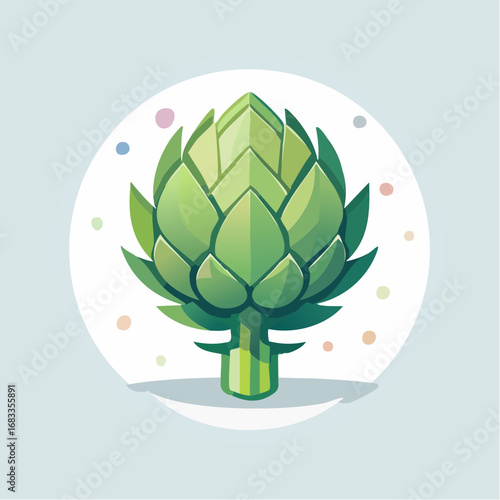 Green Artichoke Illustration On Pastel Background