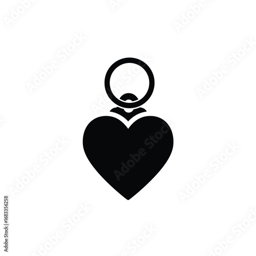 Black heart keychain icon shape symbol