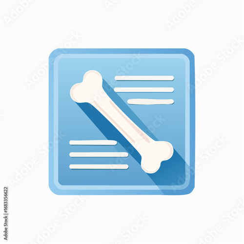 Blue medical report showing a bone X-ray image.