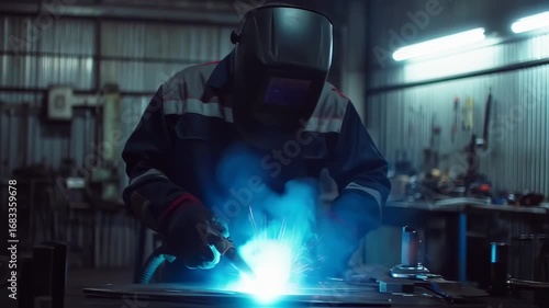 Welding process in industrial setting