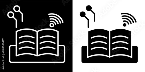 Enabled Learning Icon Set in Outline and Glyph Style Vector Illustration